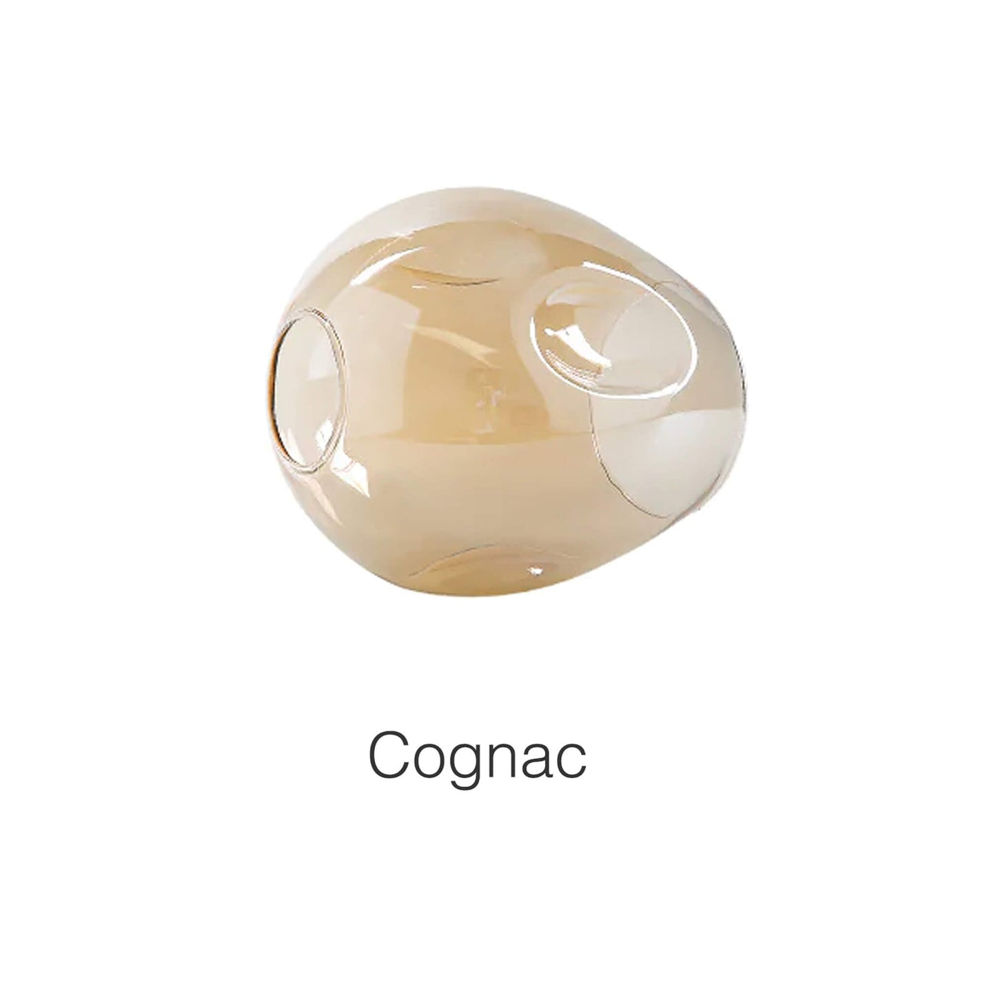 A glass orb with an amber tint, reminiscent of the Cognac shade, is displayed against a white background, showcasing the Retro Loft Ceiling Chandelier in Black by XCEPTION.